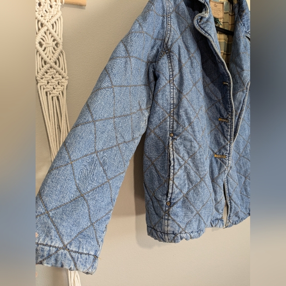 Lauren Jean Company Quilted Denim Flannel Plaid Lined Jean Jacket S - Picture 7 of 11